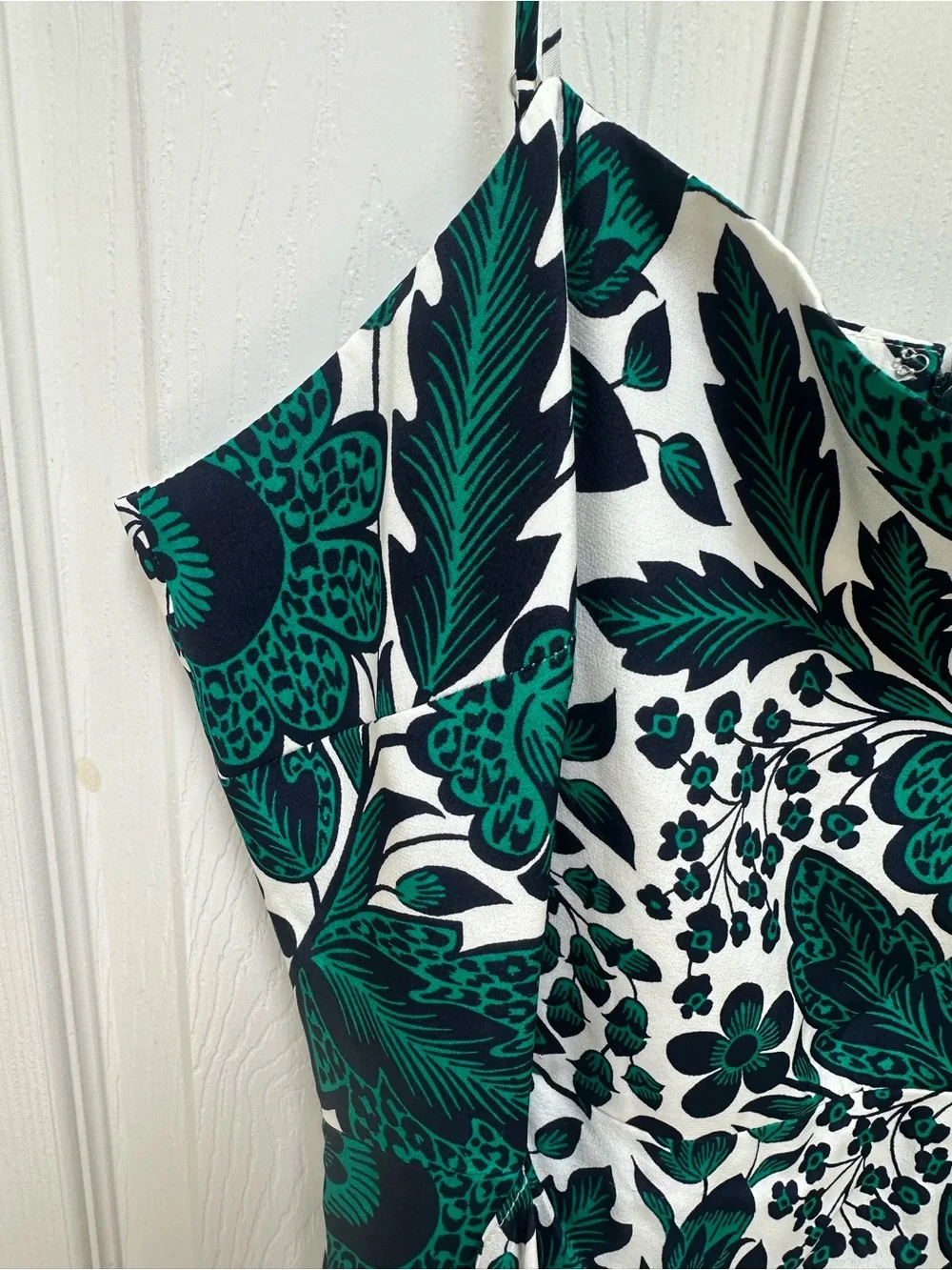 NWT J.Crew Silk Green Floral Slip Dress with ruffle skirt detail